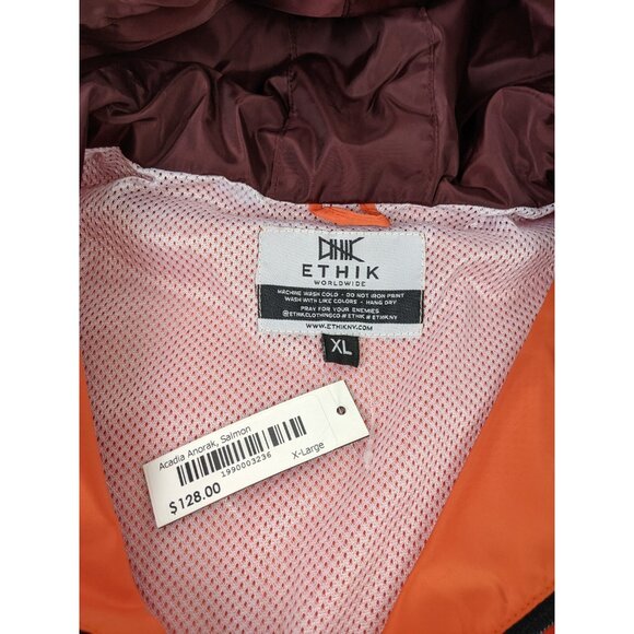 Ethik Acadia Anorka Jacket Size XL Salmon NWT Unisex Hooded Orange Hiking - Picture 5 of 13
